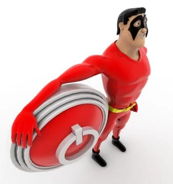 Superhero with power button concept Illustrazione stock