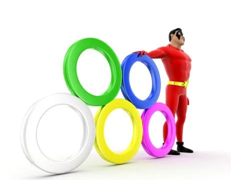 Superhero presenting cricular symbol concept Stock Illustration