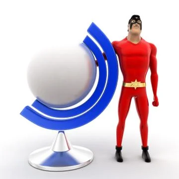 Superhero presenting globe concept Stock Illustration
