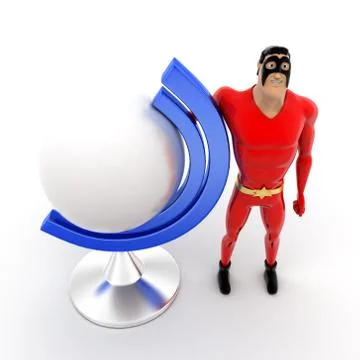 Superhero presenting globe concept Stock Illustration