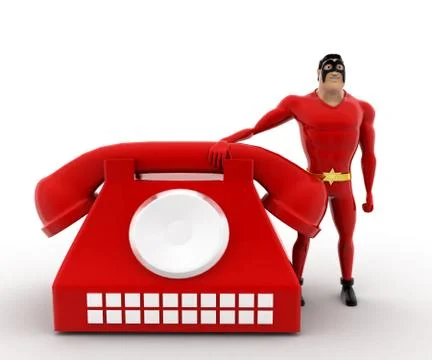 Superhero presenting  telephone concept Stock Illustration
