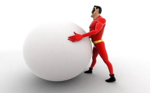 Superhero pushing  ball concept Stock Illustration