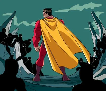 Superhero Ready for Battle Stock Illustration