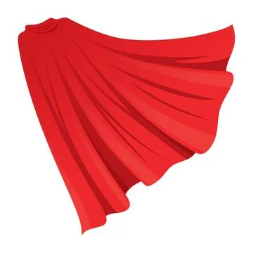 Superhero red cape in back view. Scarlet fabric silk cloak. Mantle costume or Stock Illustration