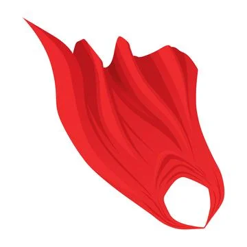 Superhero red cape in front view. Scarlet fabric silk cloak. Mantle costume or Ilustración de archivo