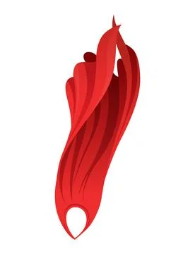Superhero red cape in front view. Scarlet fabric silk cloak. Mantle costume or Stock Illustration