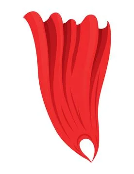 Superhero red cape in front view. Scarlet fabric silk cloak. Mantle costume or Stock Illustration