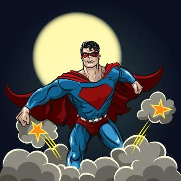 Superhero with Red Cape Stock Illustration