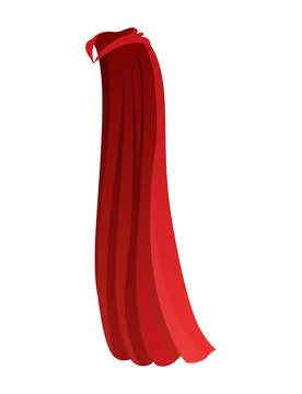 Superhero red cape in side view. Scarlet fabric silk cloak. Mantle costume or Stock Illustration