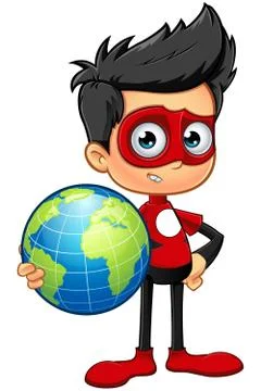Superhero In Red Character Illustrazione stock