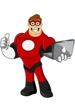 Superhero In Red Character Illustrazione stock