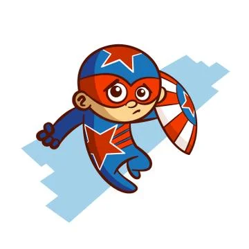 Superhero Red Star Boy Sticker Stock Illustration