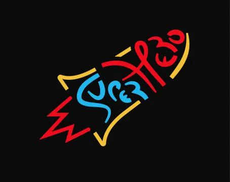 Superhero rocket handwritten text Stock Illustration