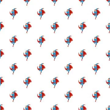 Superhero runs pattern, cartoon style Illustrazione stock