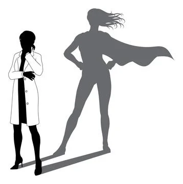 Superhero Scientist Super Hero Shadow Silhouette Stock Illustration