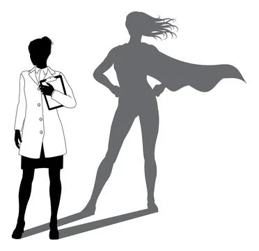 Superhero Scientist Super Hero Shadow Silhouette Stock Illustration