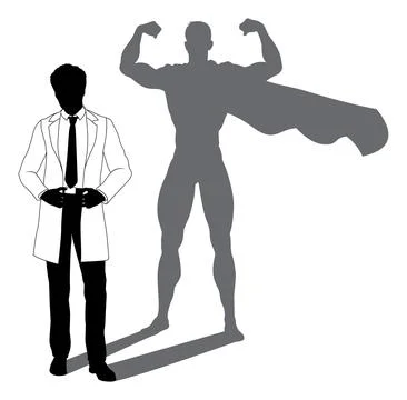 Superhero Scientist Super Hero Shadow Silhouette Stock Illustration