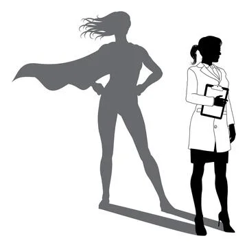 Superhero Scientist Super Hero Shadow Silhouette Stock Illustration