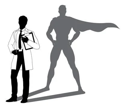 Superhero Scientist Super Hero Shadow Silhouette Stock Illustration