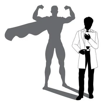 Superhero Scientist Super Hero Shadow Silhouette Stock Illustration