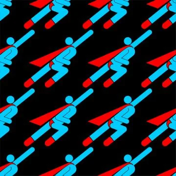Superhero seamless pattern. Super hero background. Man flying texture. guy In Stock Illustration