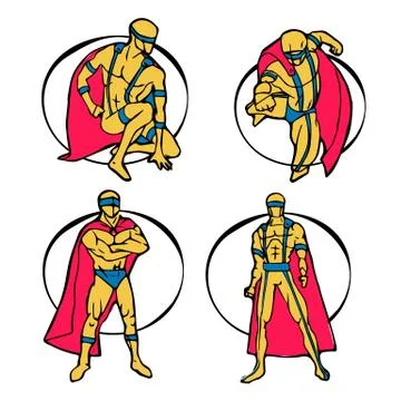 Superhero set Illustrazione stock