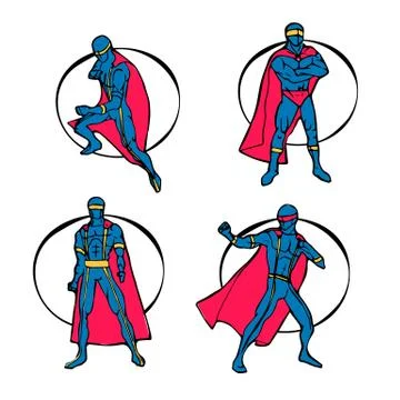 Superhero set Stock Illustration