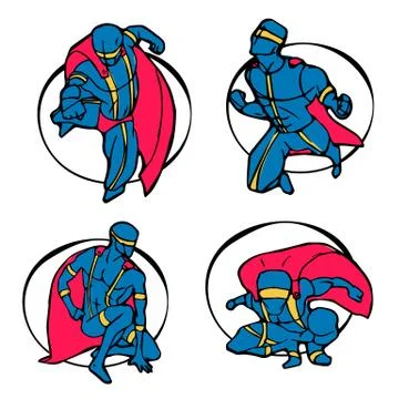 Superhero set Stock Illustration