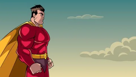 Superhero Side Profile Sky Background Stockillustratie
