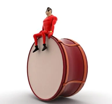 Superhero sitting on  drum concept Stock Illustration