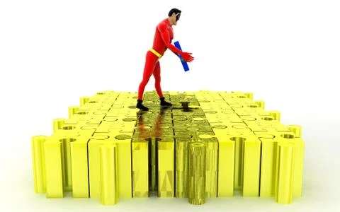 Superhero solving with last piece of puzzle concept Stock Illustration