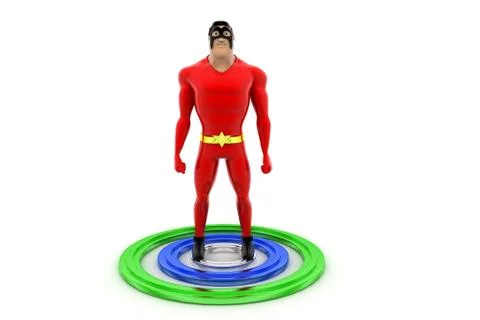 Superhero standing on circles concept Stock Illustration