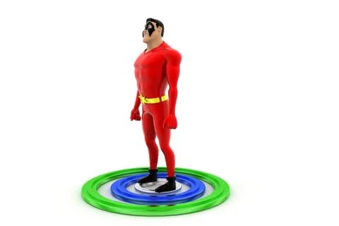 Superhero standing on circles concept Stock Illustration