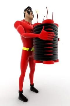 Superhero standing with explosives concept Stock Illustration