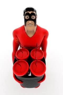 Superhero standing with explosives concept Stock Illustration