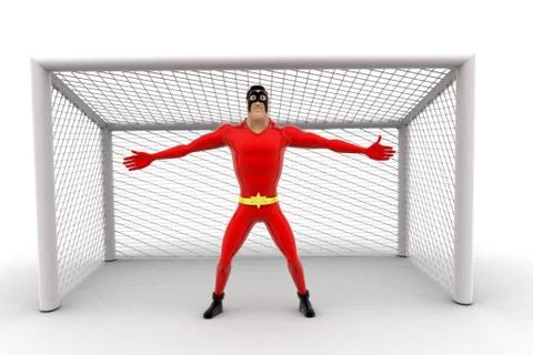 Superhero standing as a goalkeeper concept Stock Illustration