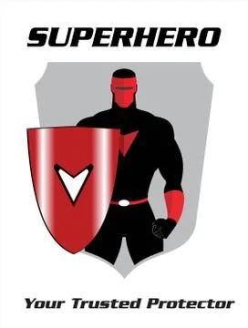 Superhero. superhero with the shield Stock Illustration