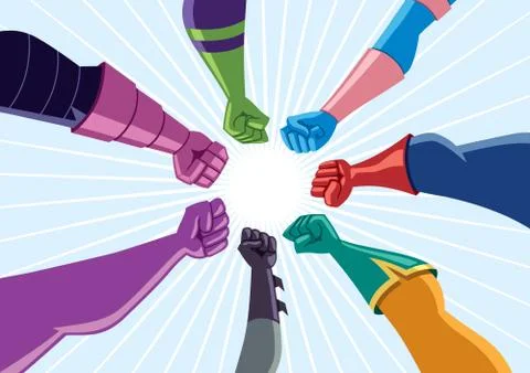 Superhero Team Assemble Stock Illustration