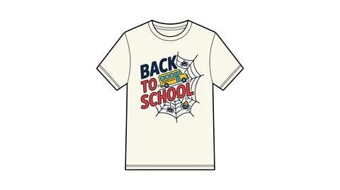 Superhero themed back to school t shirt design with school bus, superhero Stock Illustration