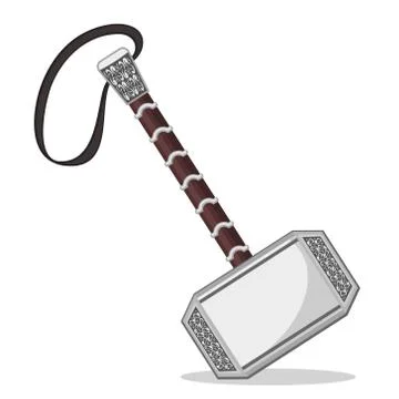 Superhero Thor s hammer on a white background. Stock Illustration