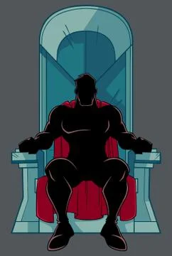 Superhero on Throne Silhouette Stockillustratie