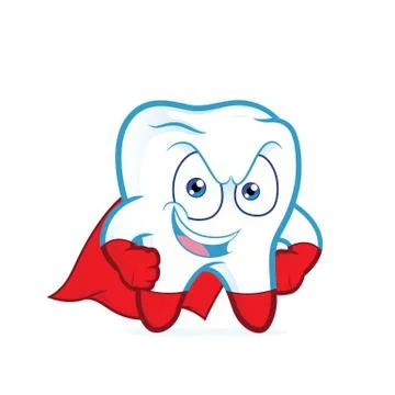 Superhero tooth posing Stock Illustration