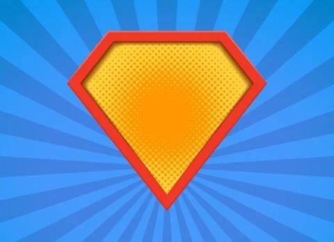 Superhero vector badge logo. Super hero shield man icon symbol of power Stock Illustration