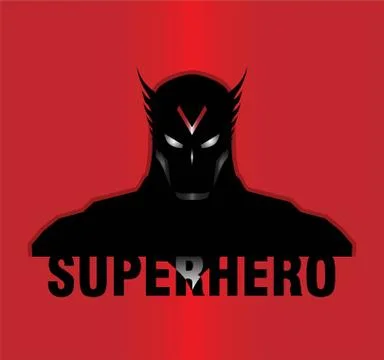 Superhero. winged head superhero with the black costume Stock Illustration