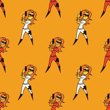 Superhero woman seamless pattern Illustrazione stock