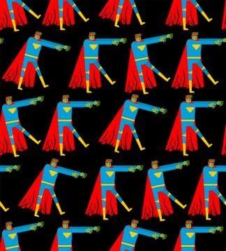 Superhero zombie pattern seamless. super hero Zombi background. Dead man in m Stock Illustration