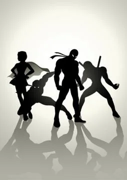 Superheroes Teams Up Stock Illustration