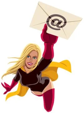 Superheroine Flying E-mail Stockillustratie