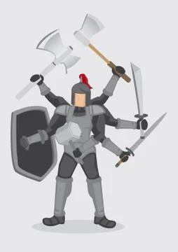 Superhuman Knight Warrior Cartoon Vector Illustration Stock Illustration