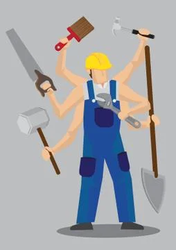 Superhuman Worker Cartoon Character Vector Illustration Stock Illustration